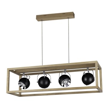 LED Żyrandol na lince ROY 4xGU10/5W/230V dąb matowy