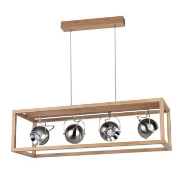 LED Żyrandol na lince ROY 4xGU10/5W/230V dąb matowy