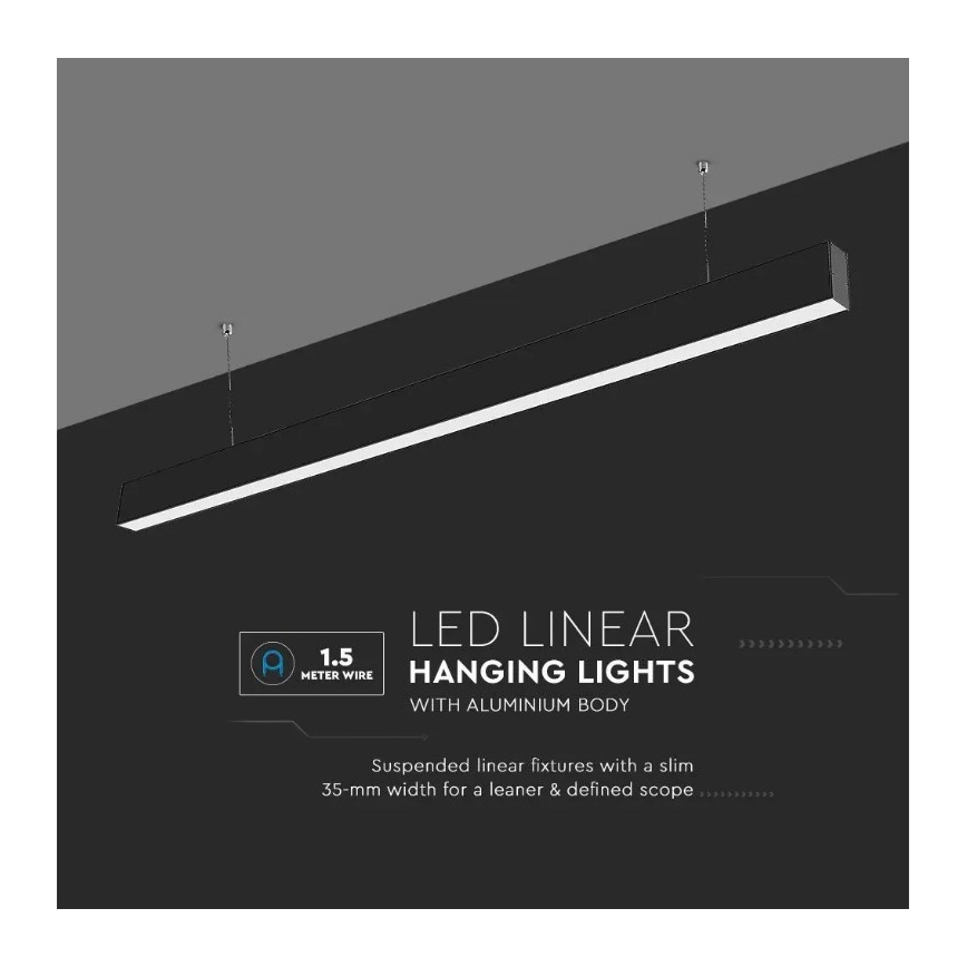 LED Żyrandol na lince SAMSUNG CHIP LED/40W/230V 6400K czarny