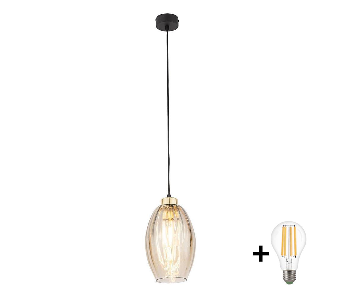 LED żyrandol na lince SEBO 1xE27/15W/230V czarny/dymny beżowy