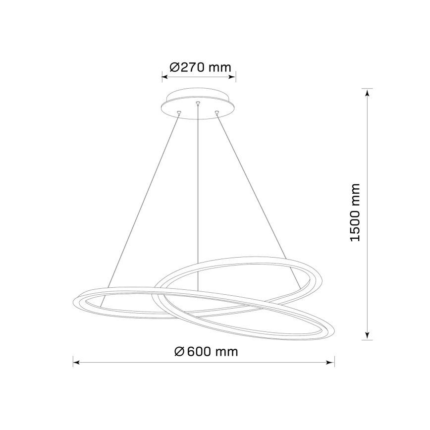 LED Żyrandol na lince TANGO LED/44W/230V 4000K śr. 60 cm czarny