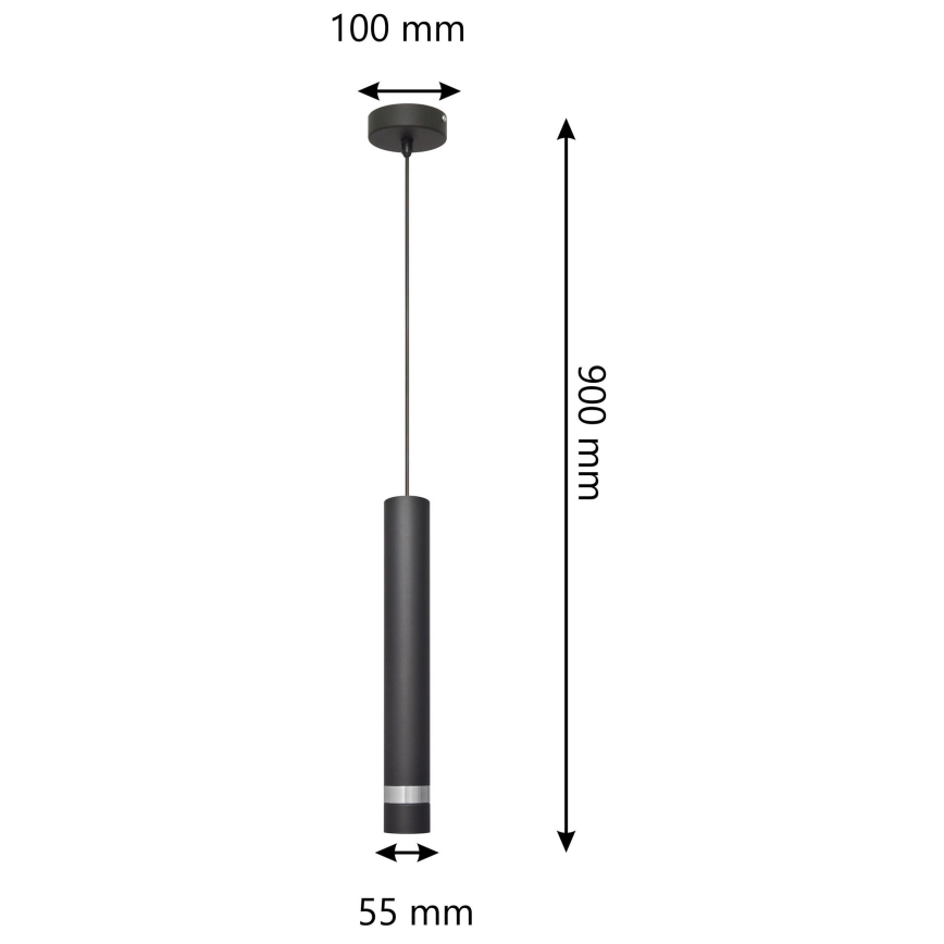 LED Żyrandol na lince TUBA 1xGU10/4,8W/230V czarny/chrom błyszczący