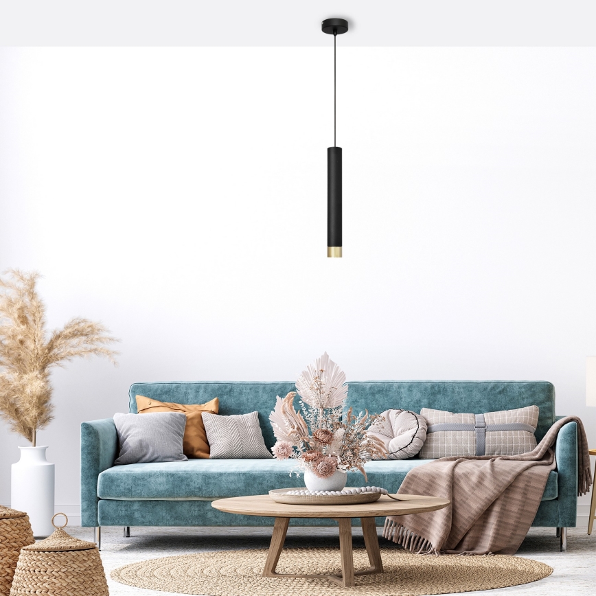 LED Żyrandol na lince TUBA 1xGU10/4,8W/230V czarny/złoty