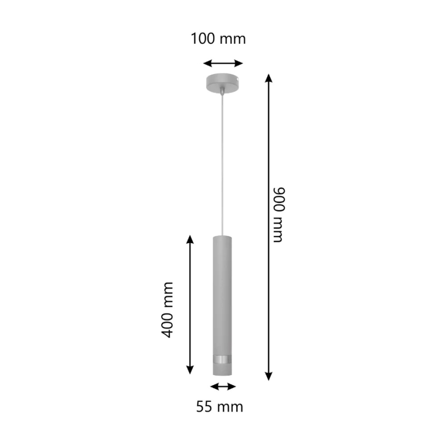 LED Żyrandol na lince TUBA 1xGU10/4,8W/230V szary/połyskujący chrom