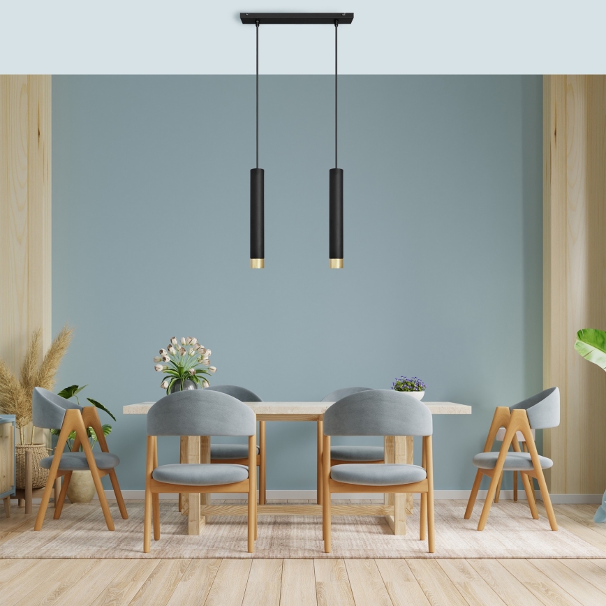 LED Żyrandol na lince TUBA 2xGU10/4,8W/230V czarny/złoty