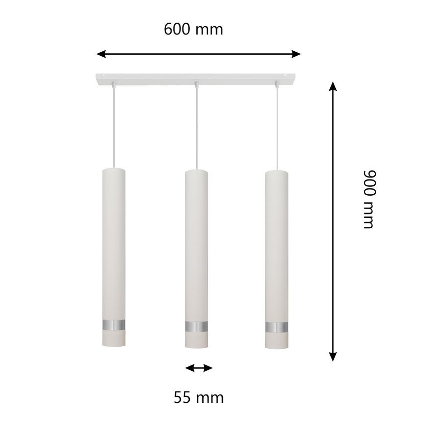 LED Żyrandol na lince TUBA 3xGU10/4,8W/230V białe/matowy chrom