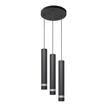 LED Żyrandol na lince TUBA 3xGU10/4,8W/230V czarny/chrom błyszczący