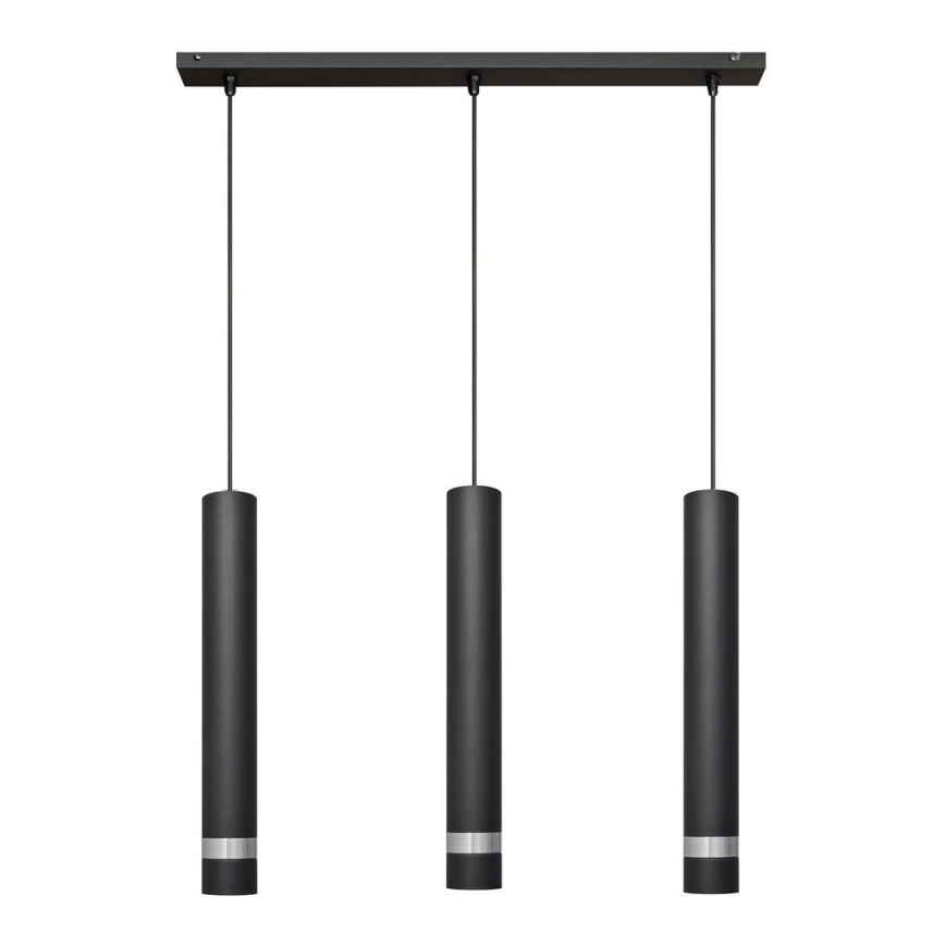 LED Żyrandol na lince TUBA 3xGU10/4,8W/230V czarny/chrom błyszczący