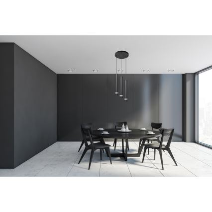 LED Żyrandol na lince TUBA 3xGU10/4,8W/230V czarny/chrom błyszczący