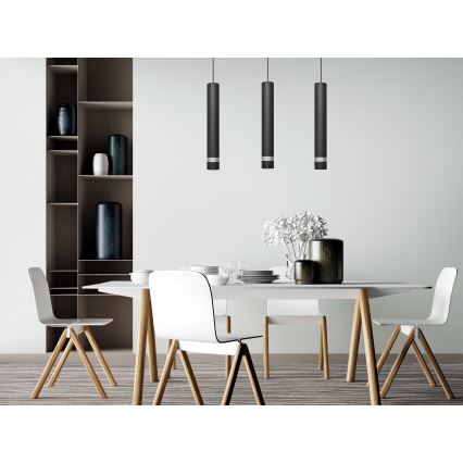 LED Żyrandol na lince TUBA 3xGU10/4,8W/230V czarny/chrom błyszczący