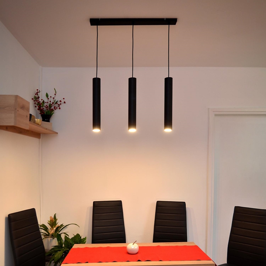 LED Żyrandol na lince TUBA 3xGU10/4,8W/230V czarny