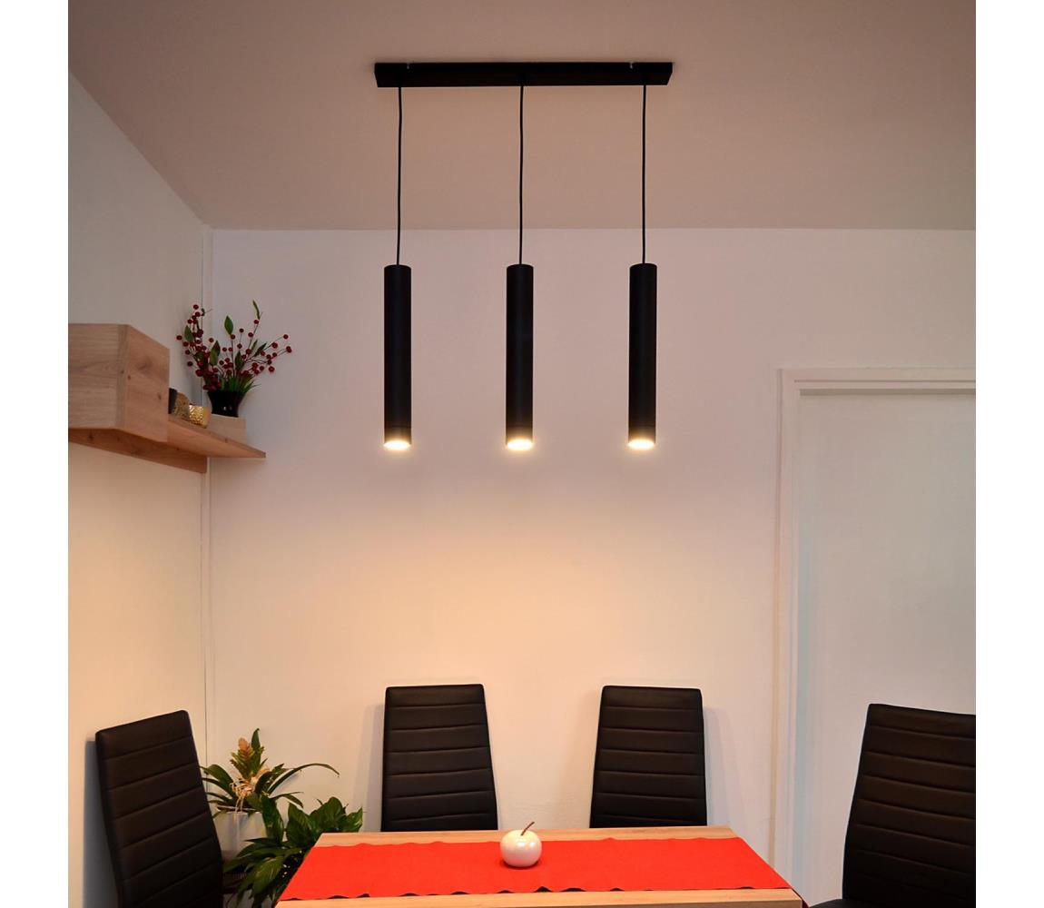 LED Żyrandol na lince TUBA 3xGU10/4,8W/230V czarny