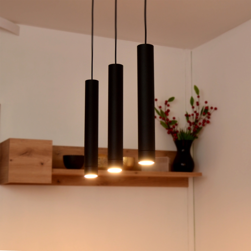 LED Żyrandol na lince TUBA 3xGU10/4,8W/230V czarny