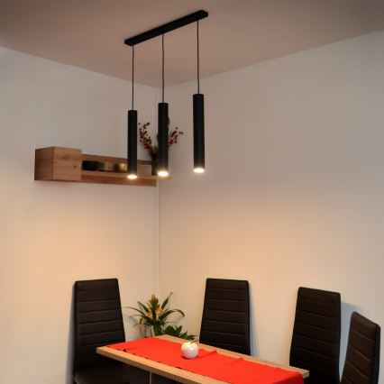 LED Żyrandol na lince TUBA 3xGU10/4,8W/230V czarny