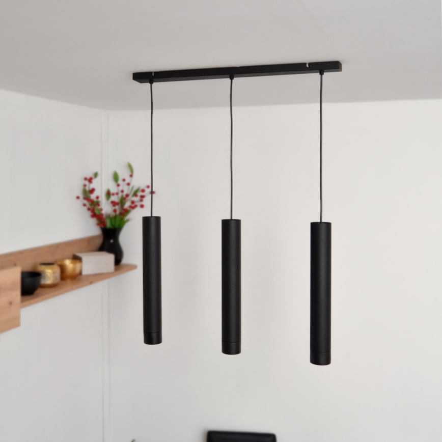 LED Żyrandol na lince TUBA 3xGU10/4,8W/230V czarny