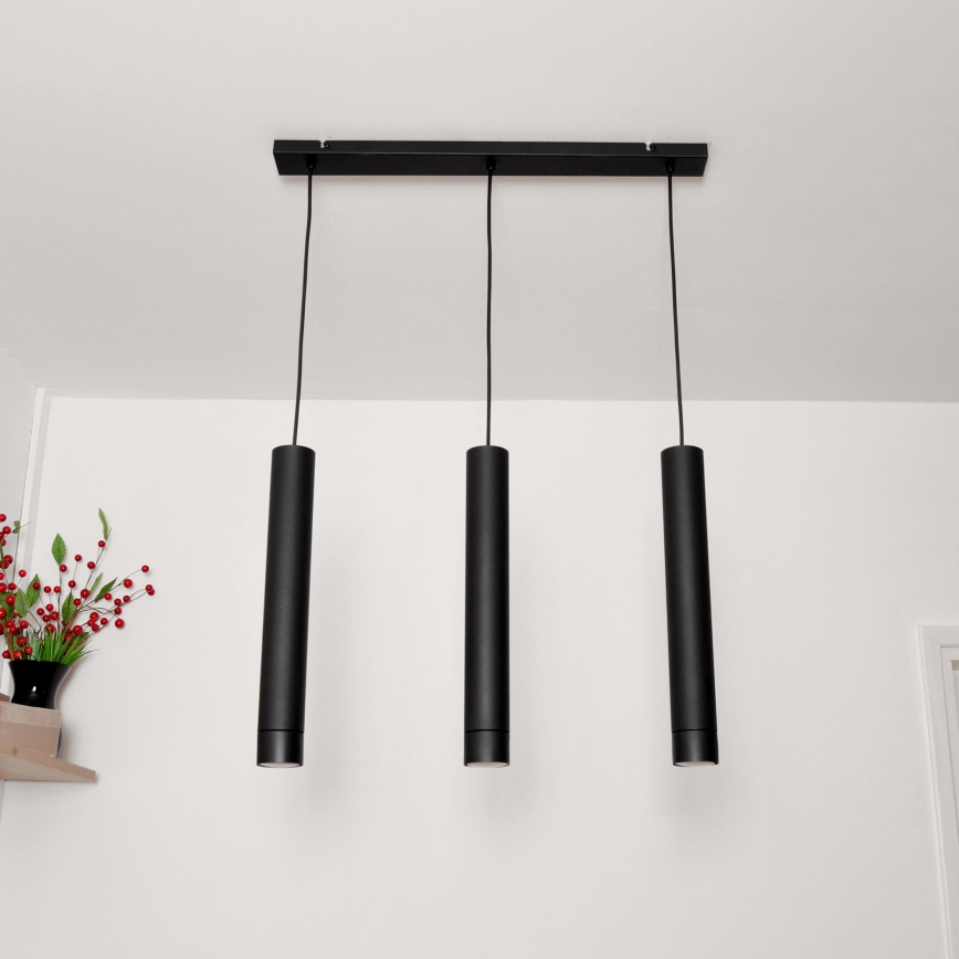 LED Żyrandol na lince TUBA 3xGU10/4,8W/230V czarny