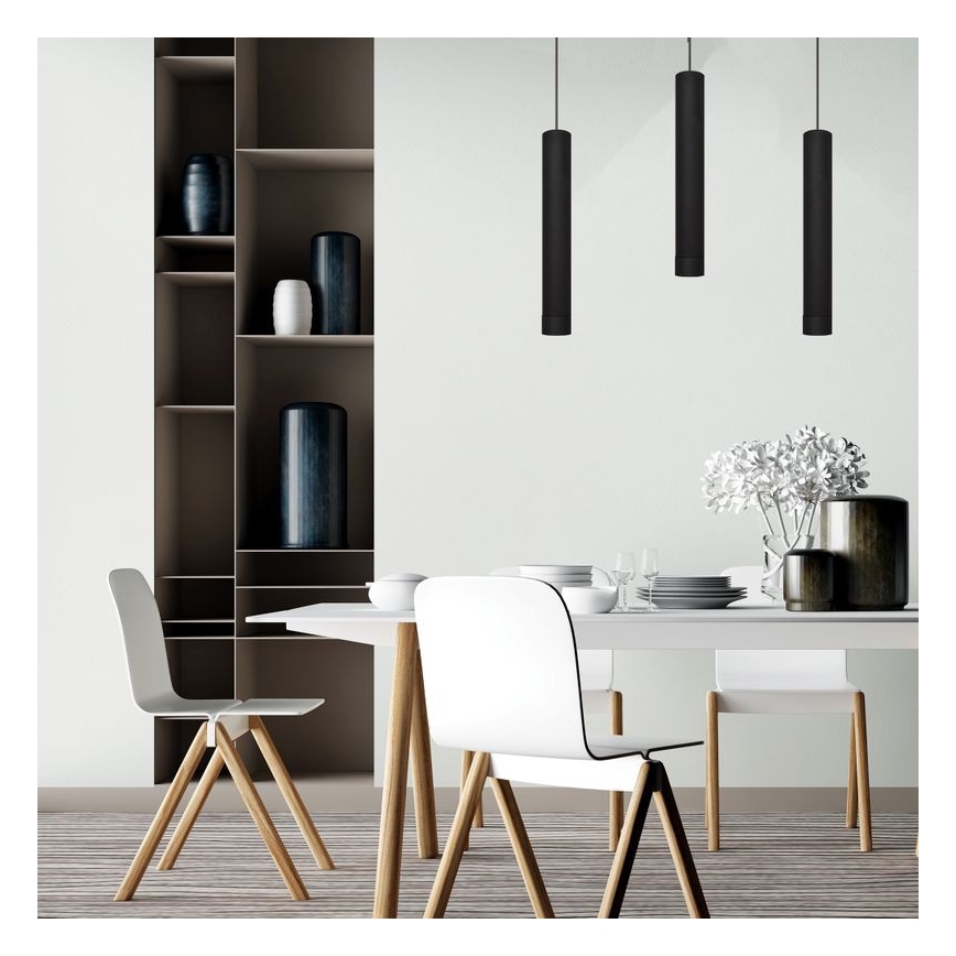LED Żyrandol na lince TUBA 3xGU10/4,8W/230V czarny