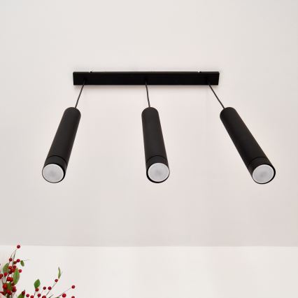 LED Żyrandol na lince TUBA 3xGU10/4,8W/230V czarny