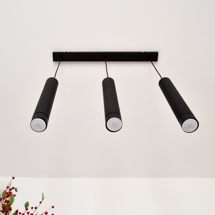 LED Żyrandol na lince TUBA 3xGU10/4,8W/230V czarny