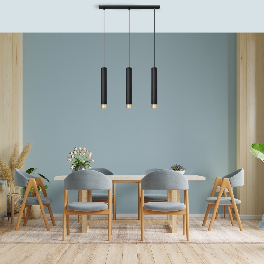 LED Żyrandol na lince TUBA 3xGU10/4,8W/230V czarny/złoty