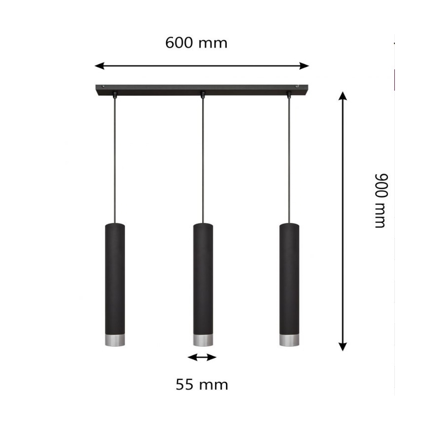 LED Żyrandol na lince TUBA 3xGU10/4,8W/230V