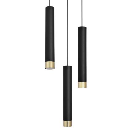 LED Żyrandol na lince TUBA 3xGU10/6,5W/230V czarny/złoty