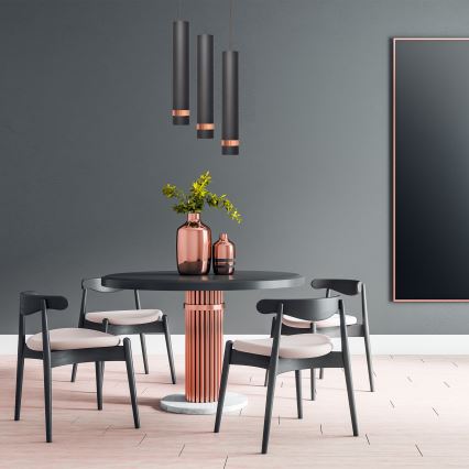 LED Żyrandol na lince TUBA 3×GU10/4,8W/230V czarny/miedź