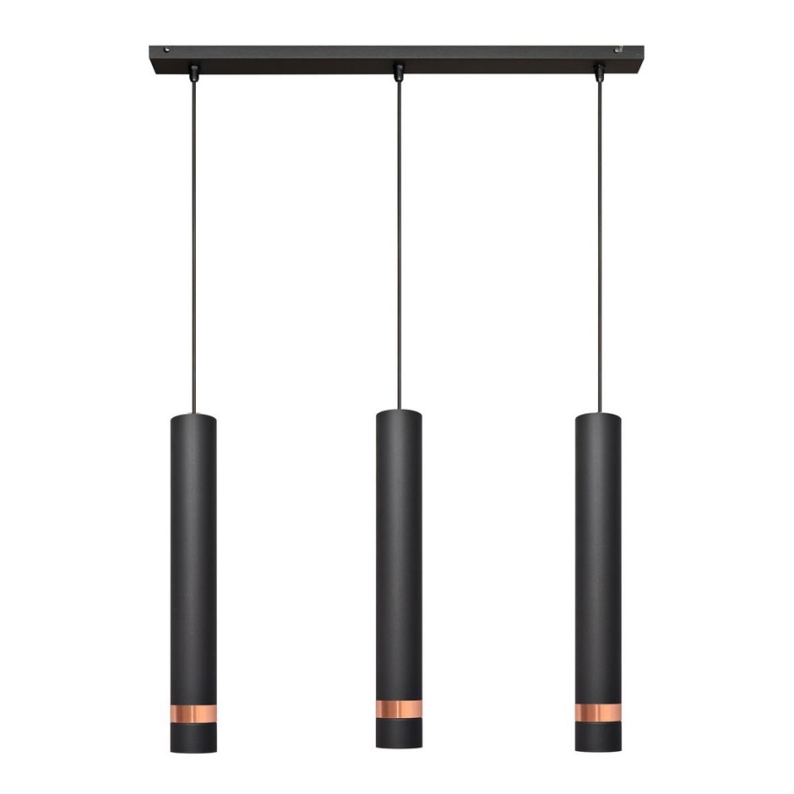 LED Żyrandol na lince TUBA 3×GU10/4,8W/230V czarny/miedź