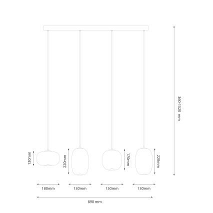 LED Żyrandol na lince VASO LED/15W/230V złoty/dymny