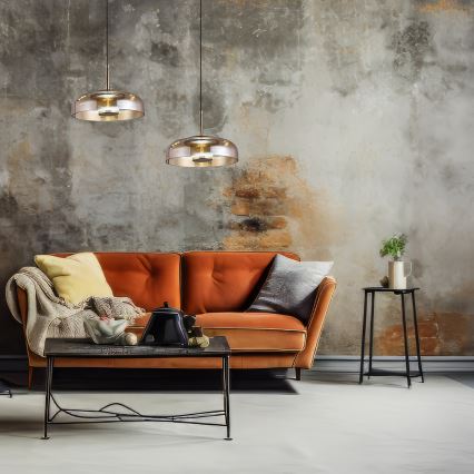 LED Żyrandol na lince VETRO LED/6W/230V śr. 23 cm beżowy/czarny
