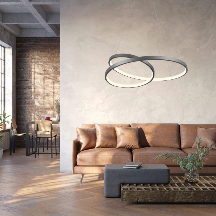 LED Żyrandol na lince ZEFIRA LED/40W/230V 4000K śr. 50 cm antracyt