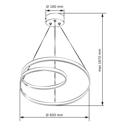 LED Żyrandol na lince ZEFIRA LED/52W/230V 4000K śr. 60 cm antracyt