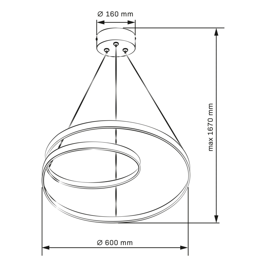 LED Żyrandol na lince ZEFIRA LED/52W/230V 4000K śr. 60 cm antracyt