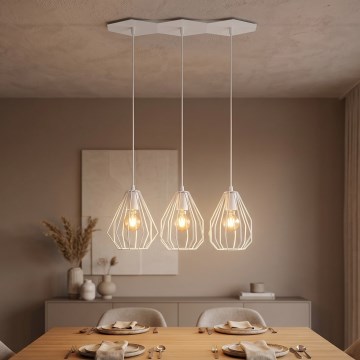 LED Żyrandol na linkach BRYLANT 3xE27/60W/230V biały