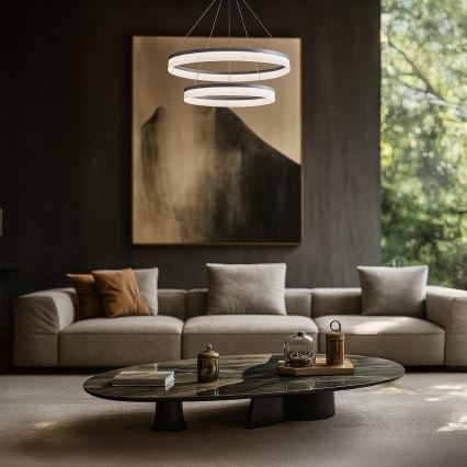 LED Żyrandol na linkach GALA LED/54W/230V, śr. 60 cm, srebrny