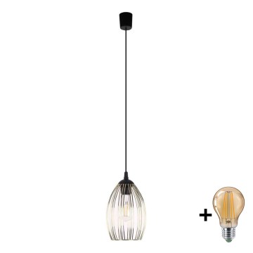 LED Żyrandol na linkę LIZA 1xE27/15W/230V czarny/złoty