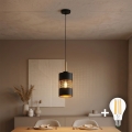 LED żyrandol na linku BOGART 1xE27/15W/230V czarny/złoty