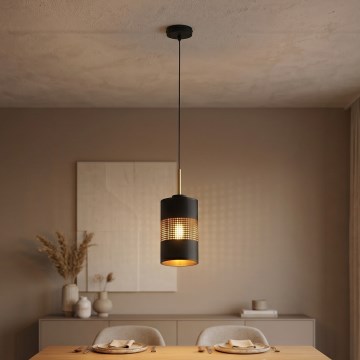 LED żyrandol na linku BOGART 1xE27/15W/230V czarny/złoty