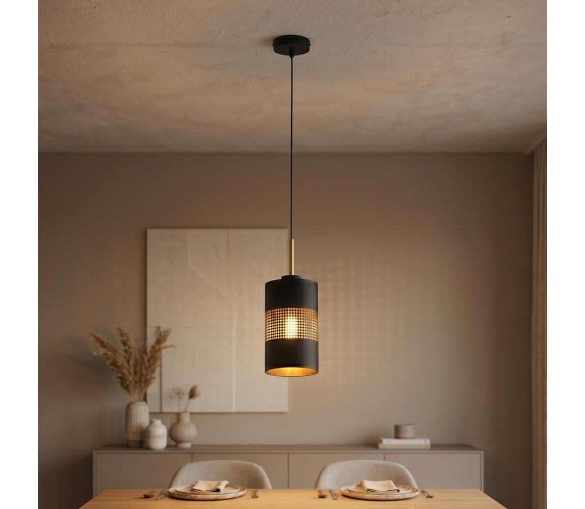 LED żyrandol na linku BOGART 1xE27/15W/230V czarny/złoty