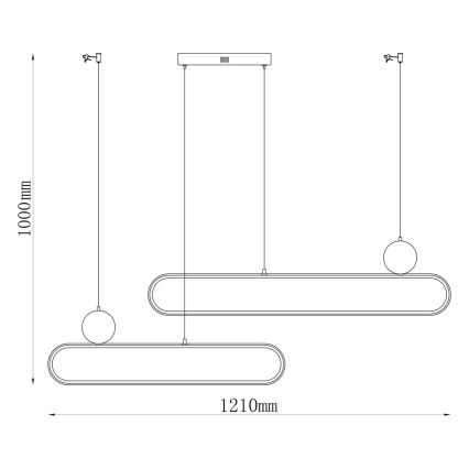 LED żyrandol na linku FLORENTYNA LED/48W/230V 4000K czarny/biały