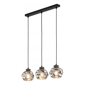 LED żyrandol na przewodzie ZULIA 3xE27/15W/230V czarny/przydymiony