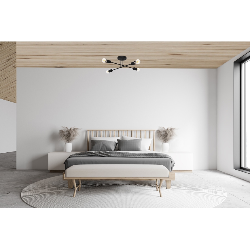 LED Żyrandol natynkowy CAMBRIDGE 4xE27/8W/230V czarny