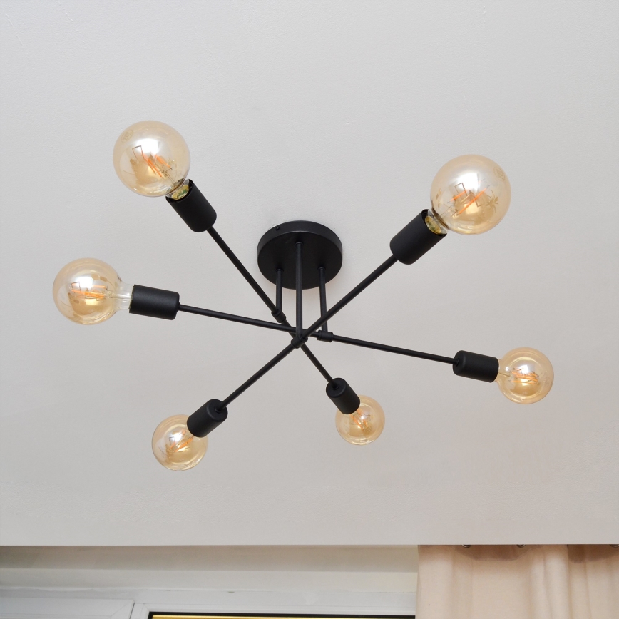 LED Żyrandol natynkowy CAMBRIDGE 6xE27/8W/230V czarny