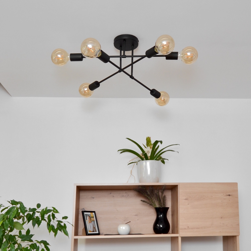 LED Żyrandol natynkowy CAMBRIDGE 6xE27/8W/230V czarny
