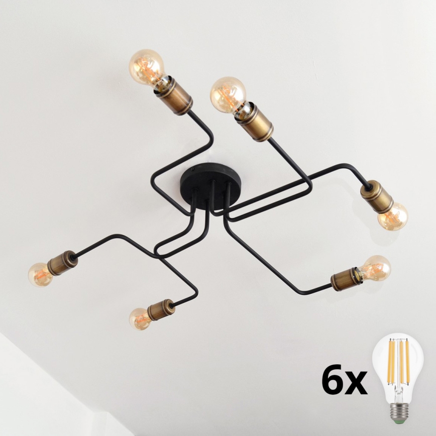 LED Żyrandol natynkowy TUBE 6xE27/15W/230V