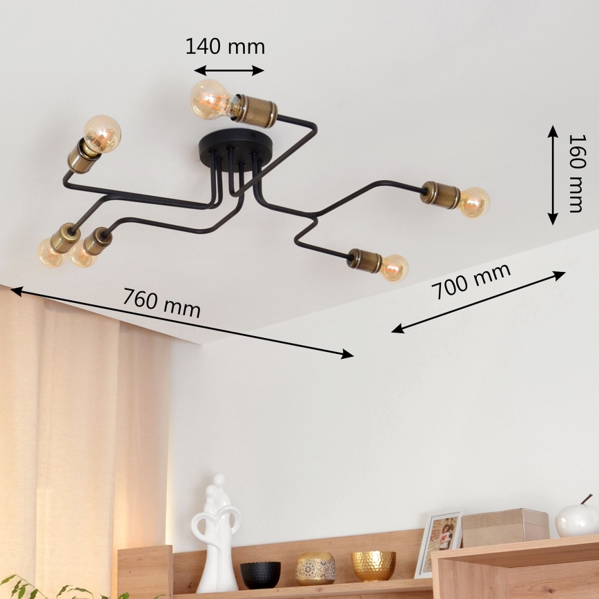 LED Żyrandol natynkowy TUBE 6xE27/15W/230V