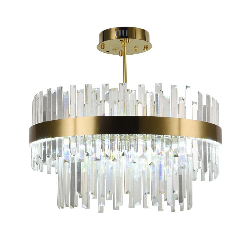 LED Ściemnialny żyrandol kryształ  na drążku LED/80W/230V 3000-6500K złoty + pilot zdalnego sterowania