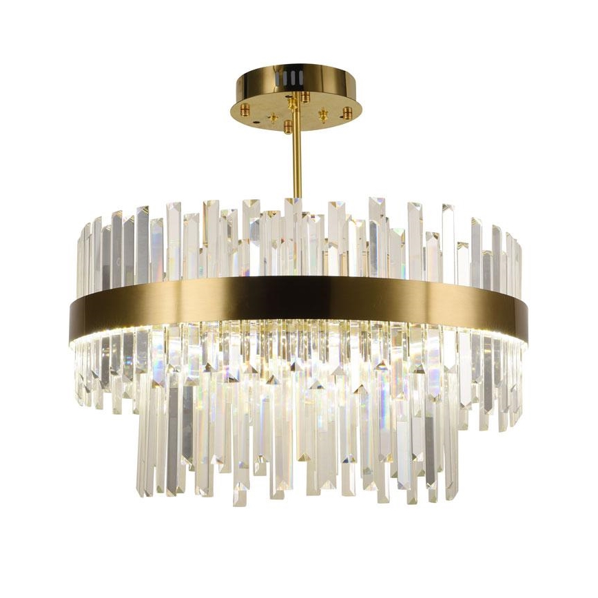 LED Ściemnialny żyrandol kryształ  na drążku LED/80W/230V 3000-6500K złoty + pilot zdalnego sterowania