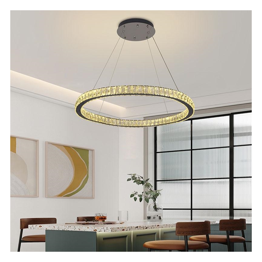 LED Ściemnialny żyrandol kryształowy na lince LED/100W/230V 3000-6500K srebrny + pilot zdalnego sterowania