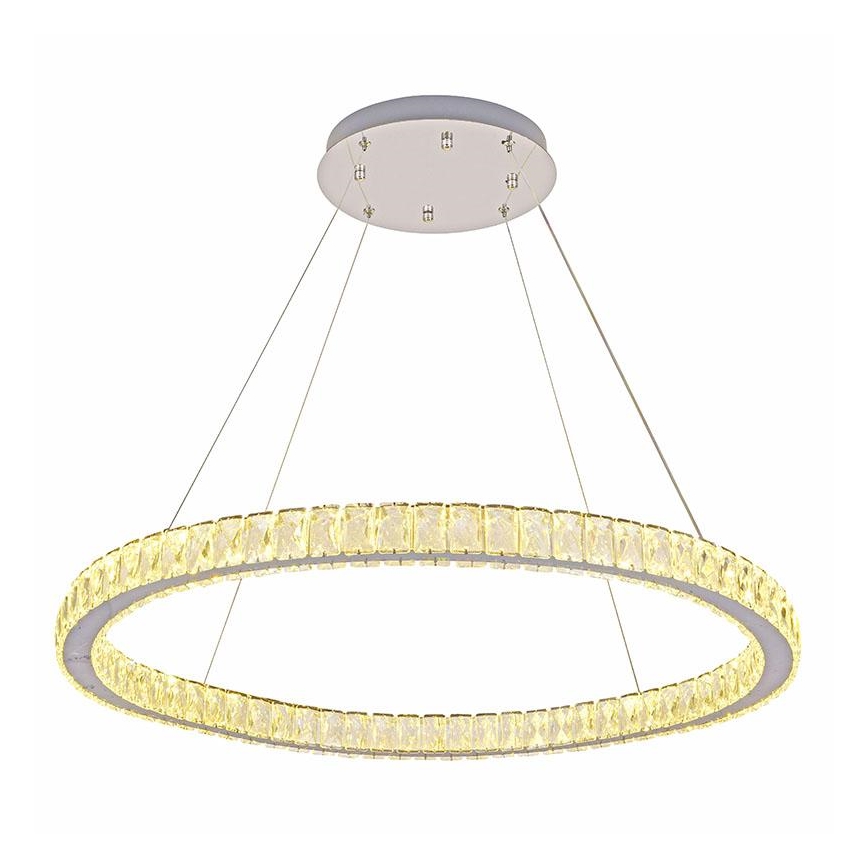 LED Ściemnialny żyrandol kryształowy na lince LED/100W/230V 3000-6500K srebrny + pilot zdalnego sterowania